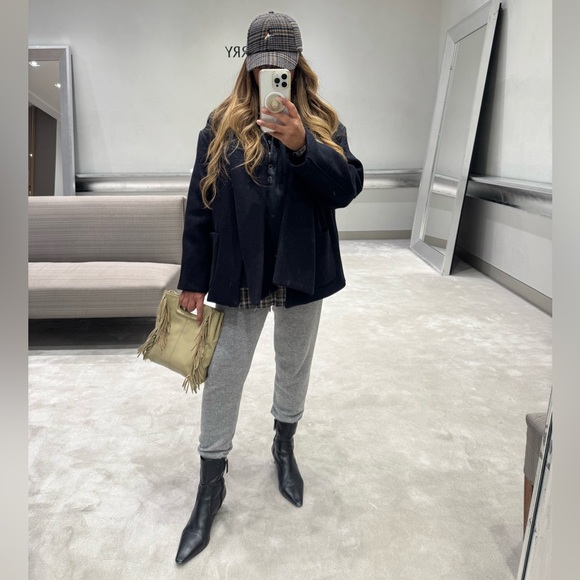 ZARA WOOL BLEND SCARF COAT In Navy - Picture 15 of 15